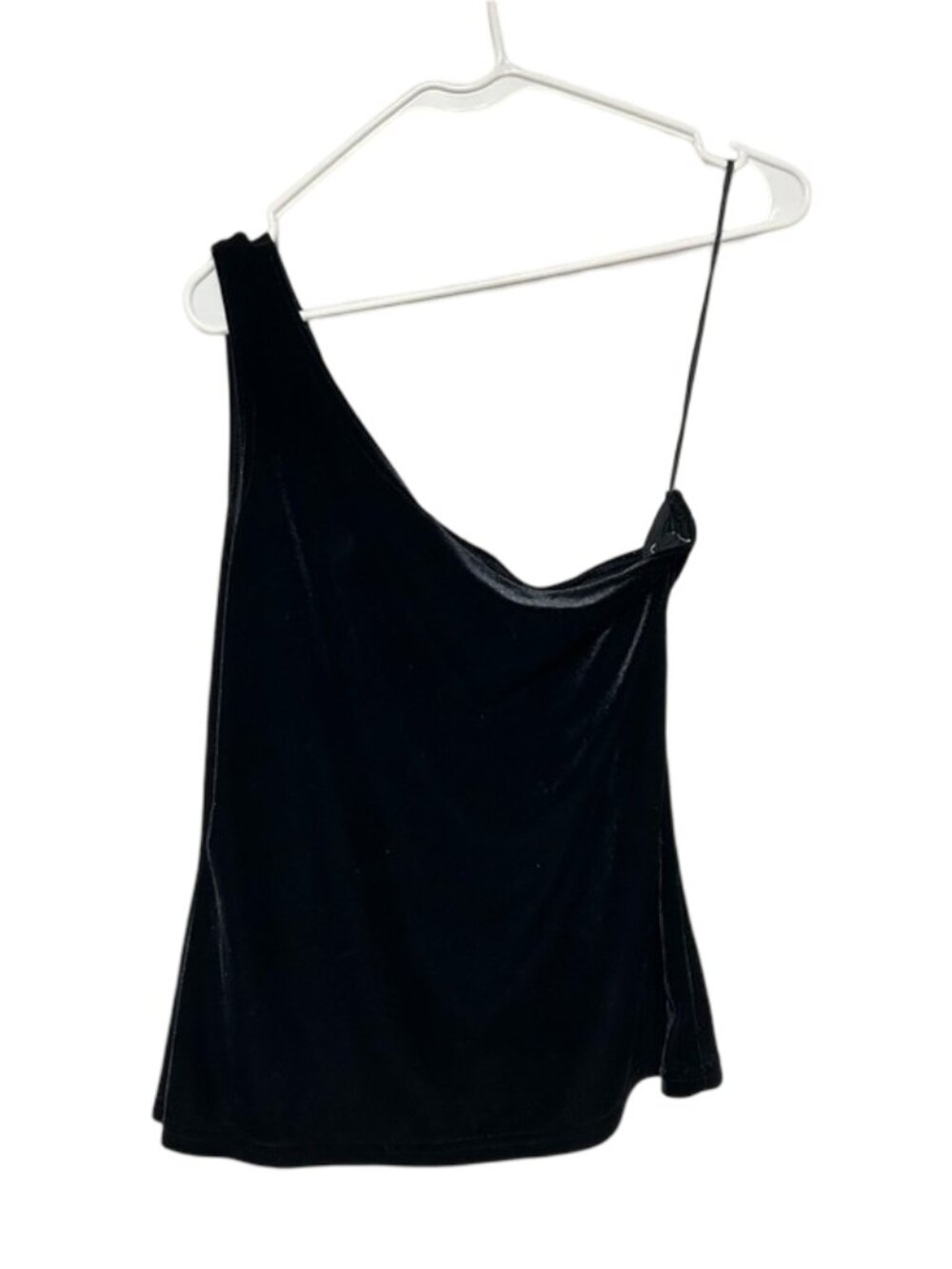 Ashley Stewart Black Velvet Vintage Off Shoulder Tank Blouse Size 14
